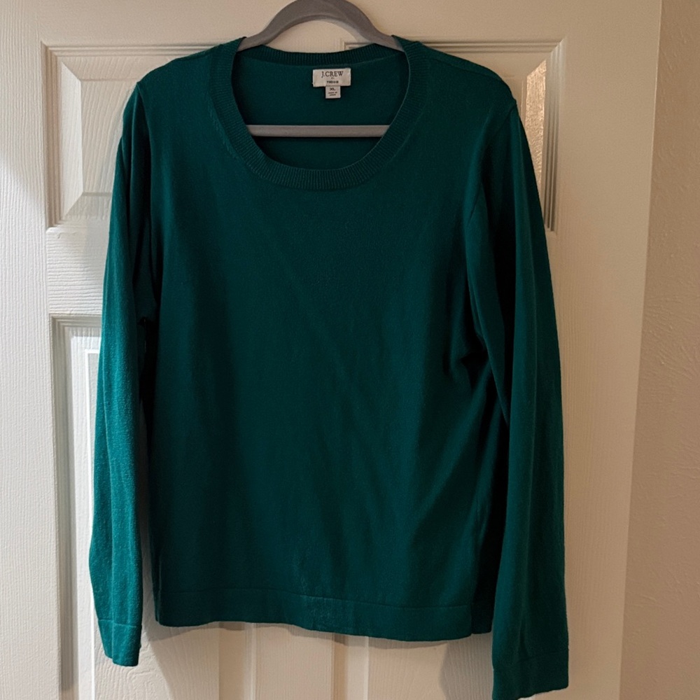 J. Crew Cotton Wool Blend Teal Crew Neck Sweater